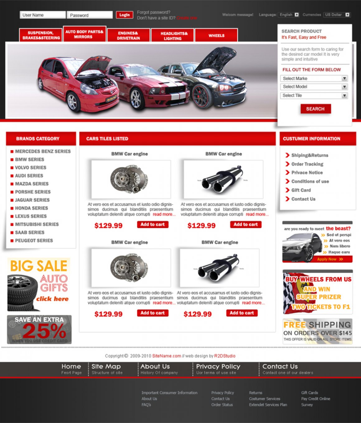 KFZ Autoteile Onlineshop design